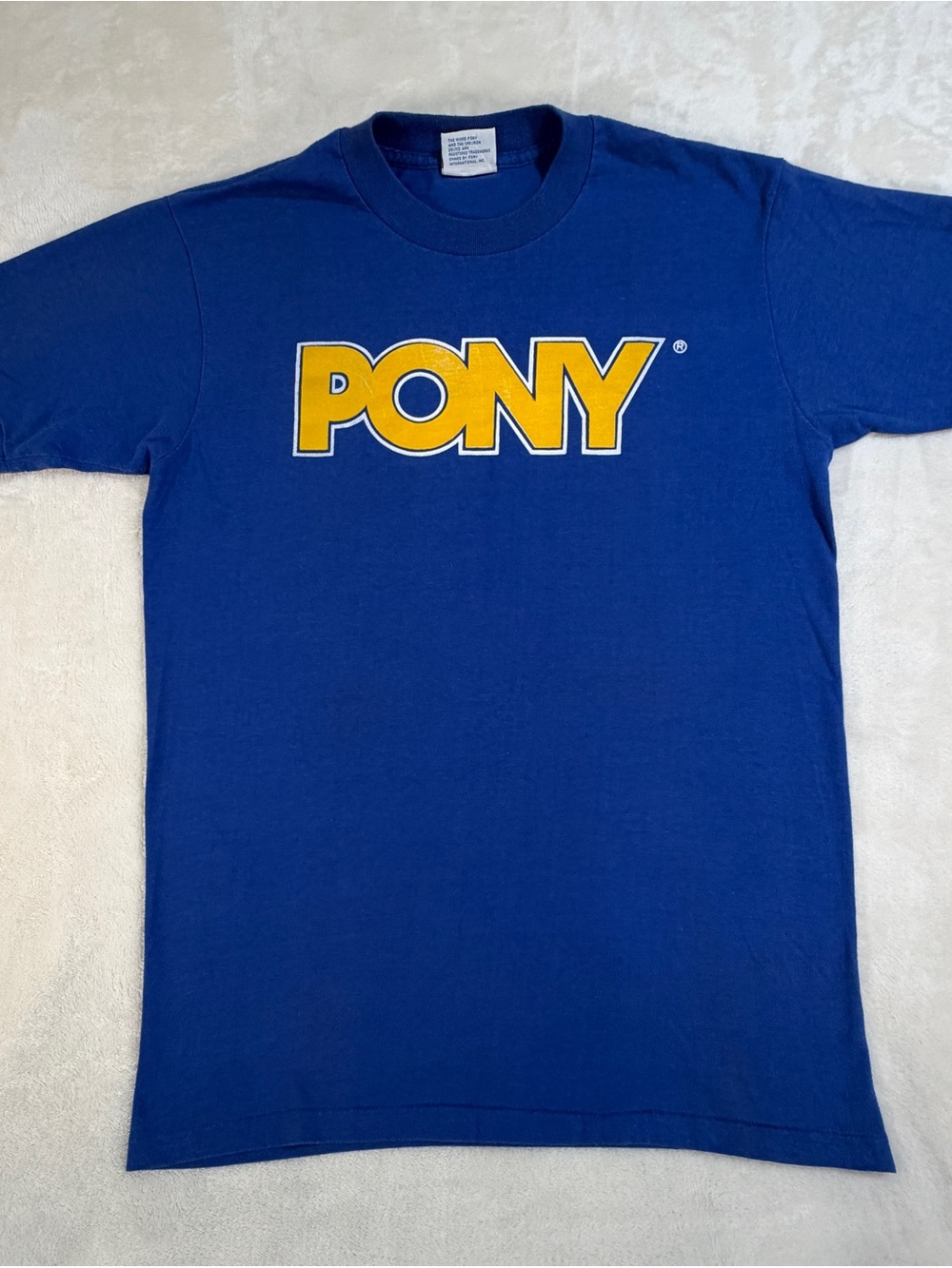 Vintage PONY Bold Logo Tee in Royal Blue and Yellow‎
